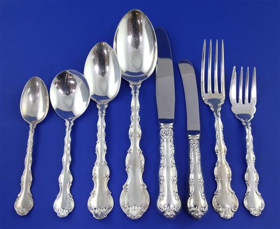 A 20th century Canadian Birks sterling silver double struck Louis de France? pattern part canteen of cutlery,